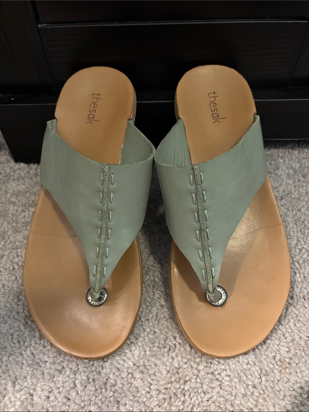 The Sak Mint Green Leather Thong Sandals